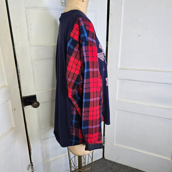 Upcycled Betty Boop America red tshirt plaid‎ flannel OS - Picture 3 of 6